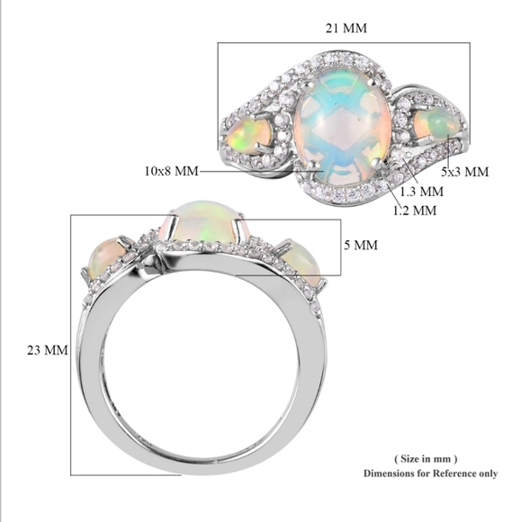 Opal Ring - Platinum over Sterling Silver - Picture 4 of 9
